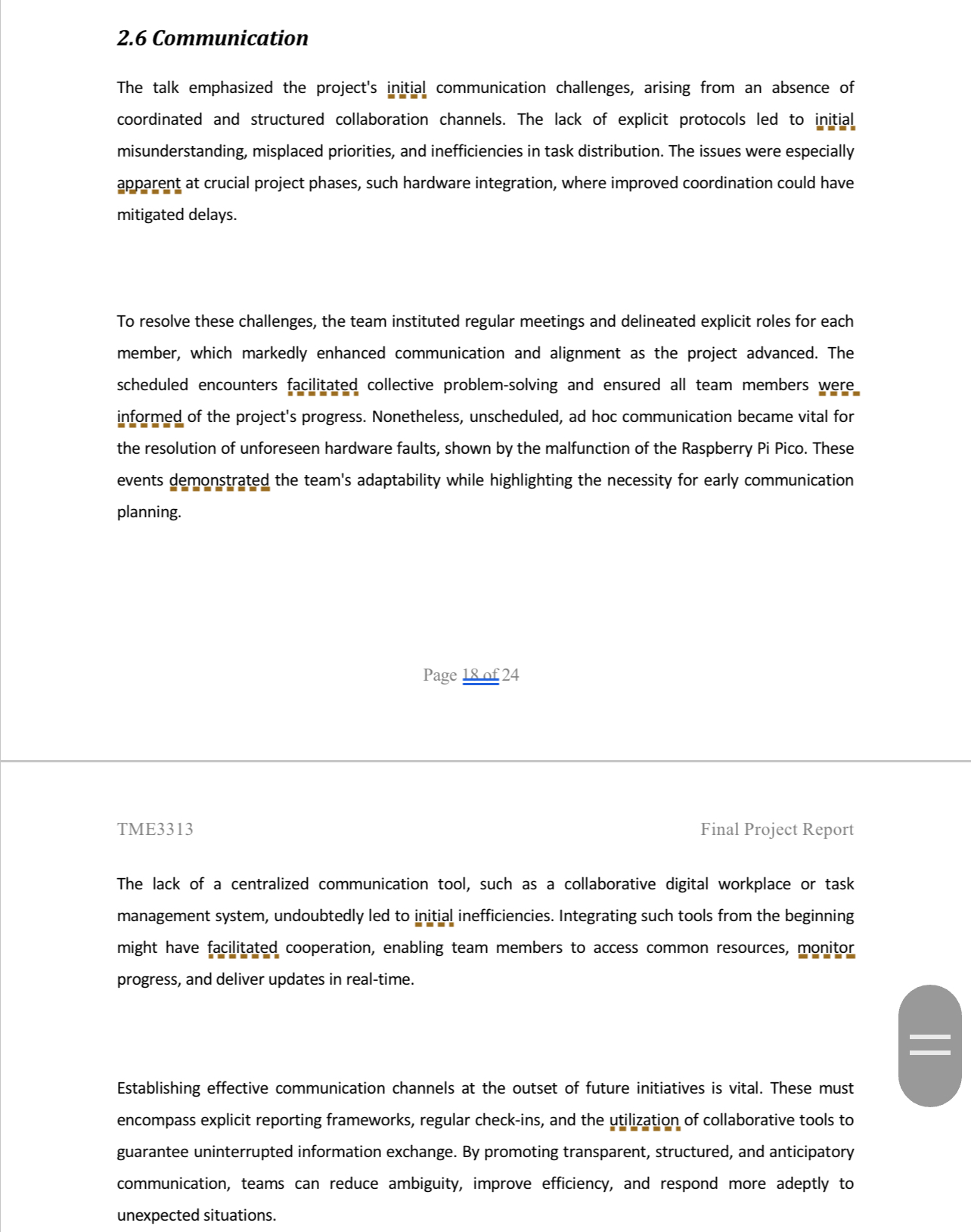 2.6 Communication The talk emphasized the