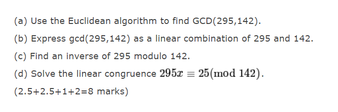 need help in the following (a) Use the Euclidean
