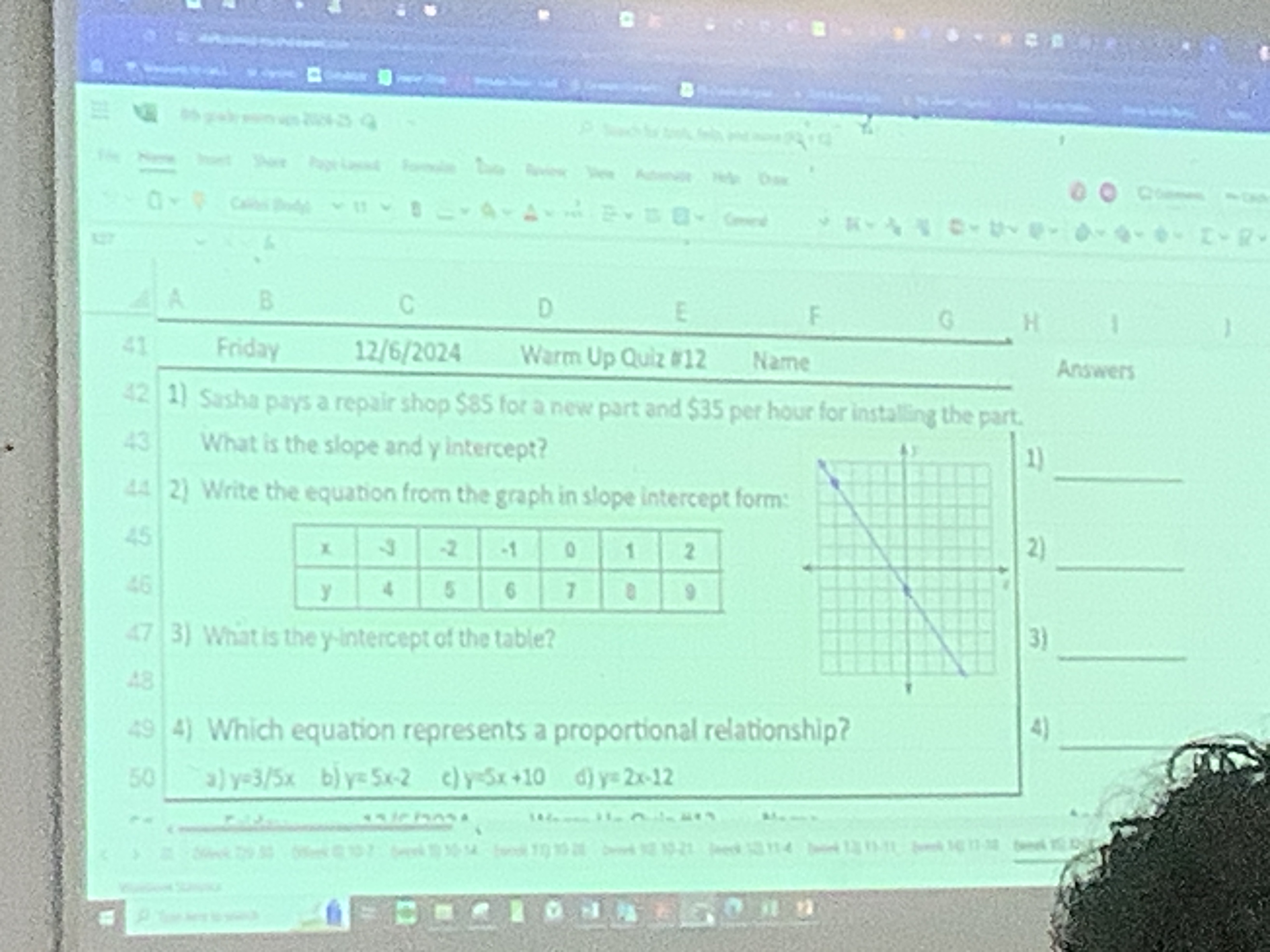 Help B C D E F G H 41 Friday 12/6/2024 Warm Up