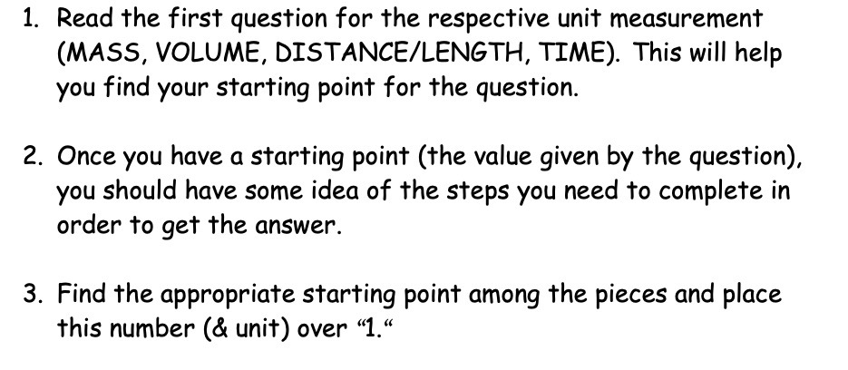 1. Read the first question for the respective