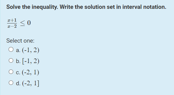 Solve the inequality. Write the solution set in