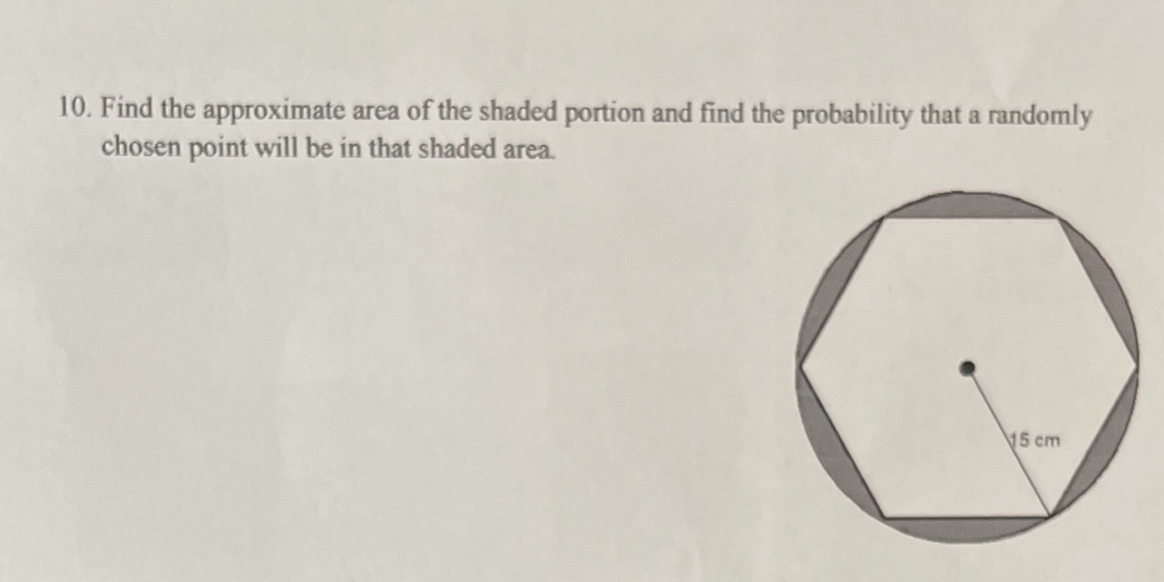 10. Find the approximate area of the shaded