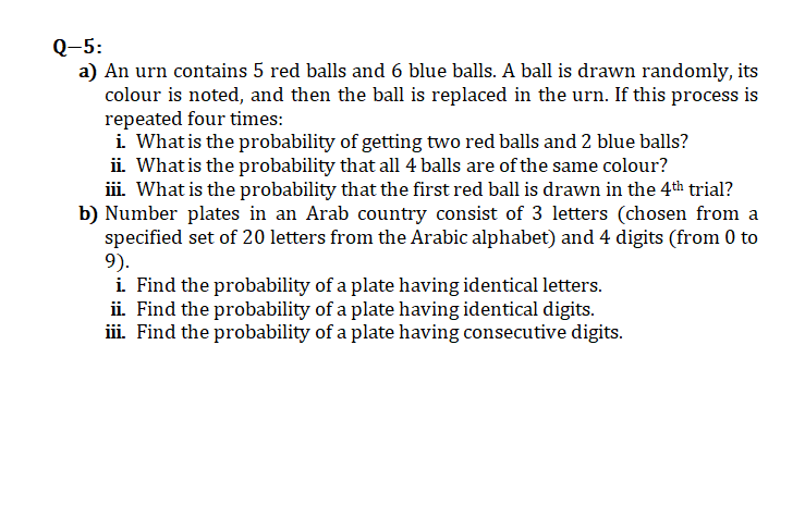 (15: a] An urn contains 5 red balls and 6 blue
