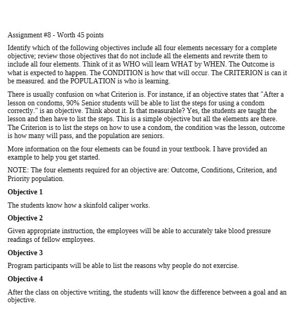 Assignment #8 - Worth 45 points Identify which of