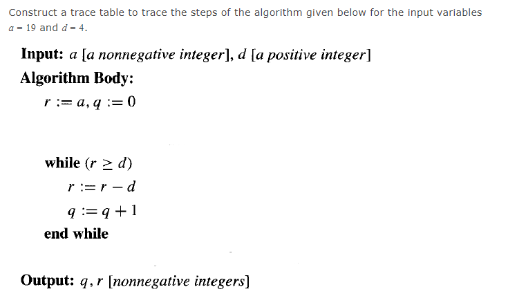 need help in the following Construct a trace