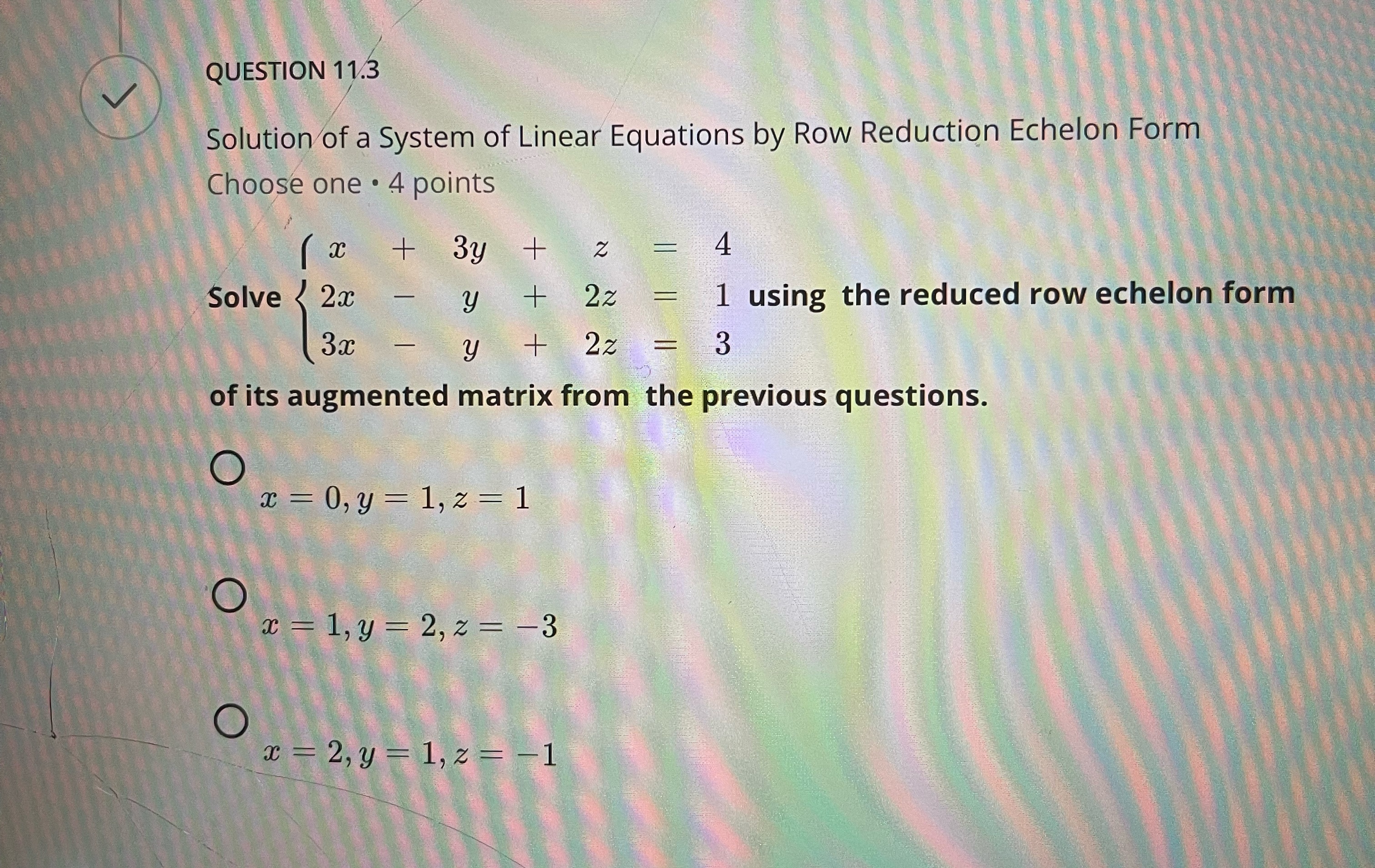 QUESTION 11.3 Solution of a System of Linear