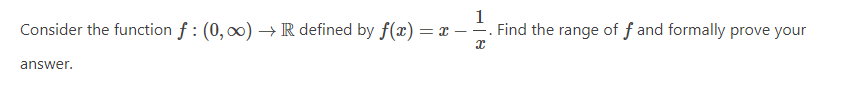 1 Consider the function f: [[I, 00] > R defined