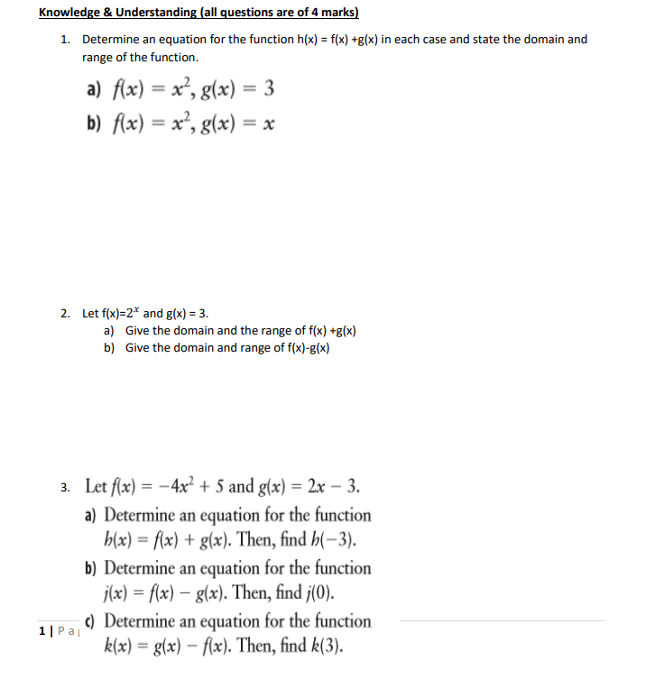 Knowledge & Understanding (all questions are of 4