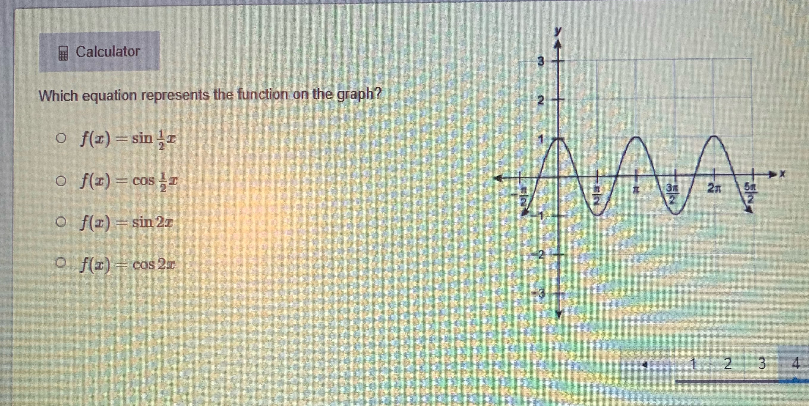 Calculator Which equation represents the function