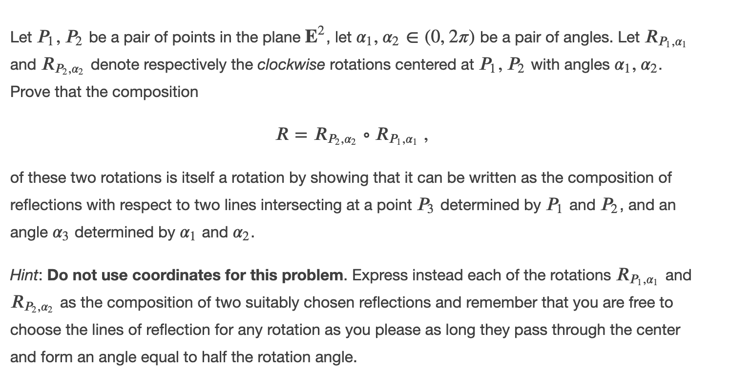 Let P1, P2 be a pair of points in the plane E2,