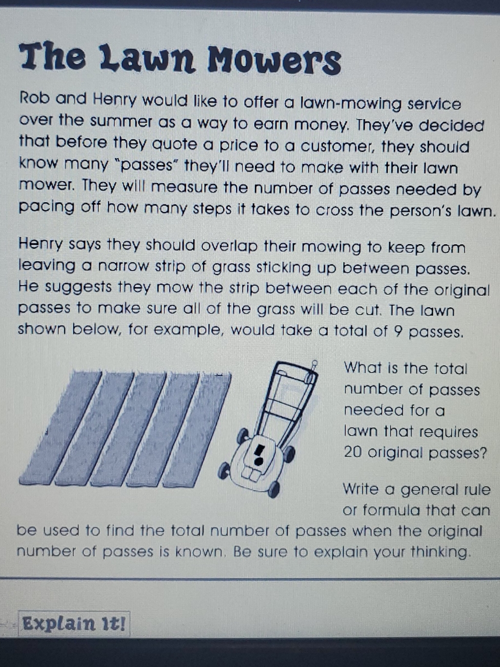 please write clearly The Lawn Mowers Rob and