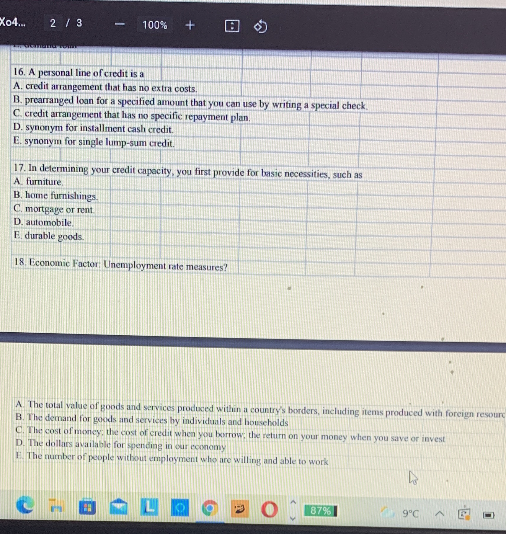 Xo4.. 2 /3 100% + 16. A personal line of credit