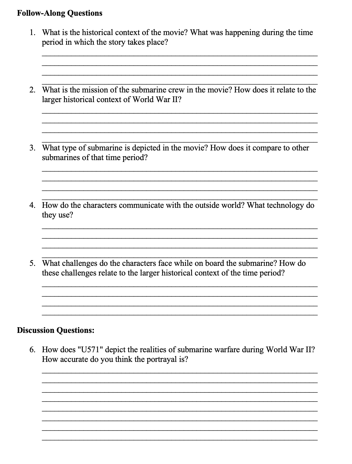 COVER SHEET U-571 (2000) Movie