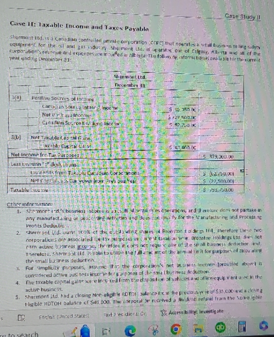 Case Study It Case HI: Taxable Income and Taxes