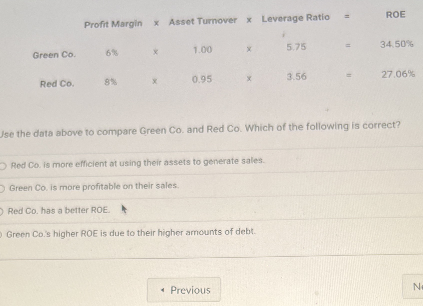 Need help asap Profit Margin x Asset Turnover x