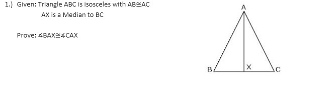 1.) Given: Triangle ABC is isosceles with ABE AC