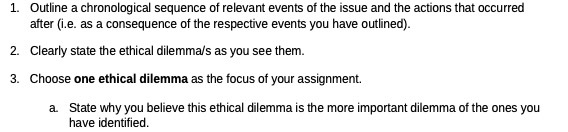 1. Outline a chronological sequence of relevant