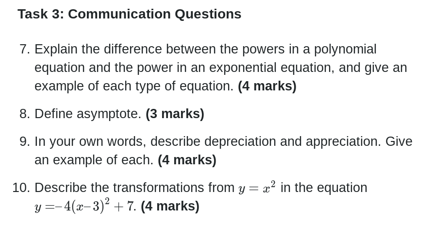 Task 3: Communication Questions 7. 10. Explain