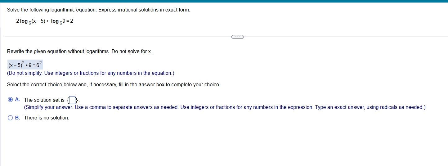 Solve the following logarithmic equation. Express