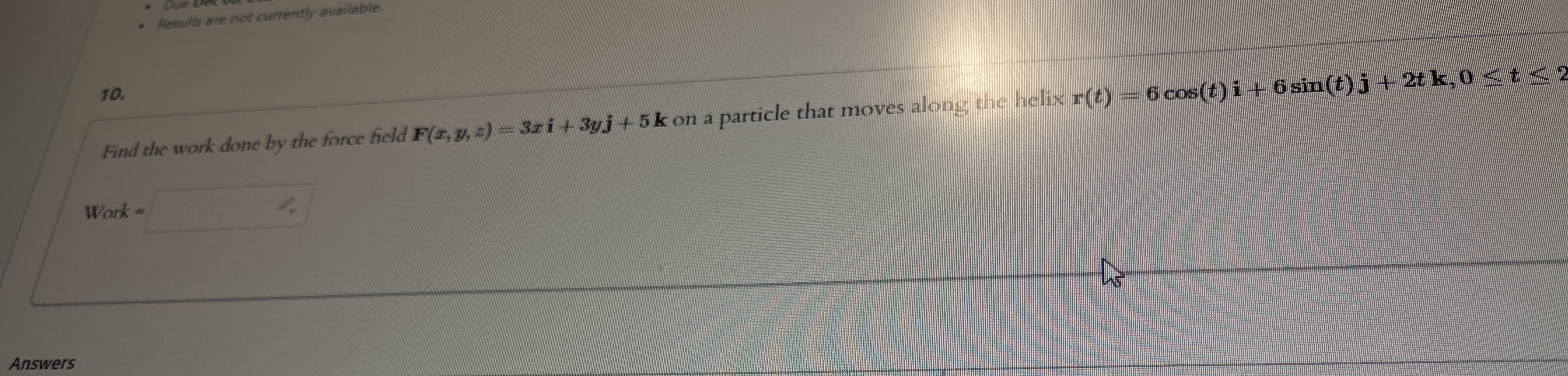 Results are not currently ev 10 Find the work