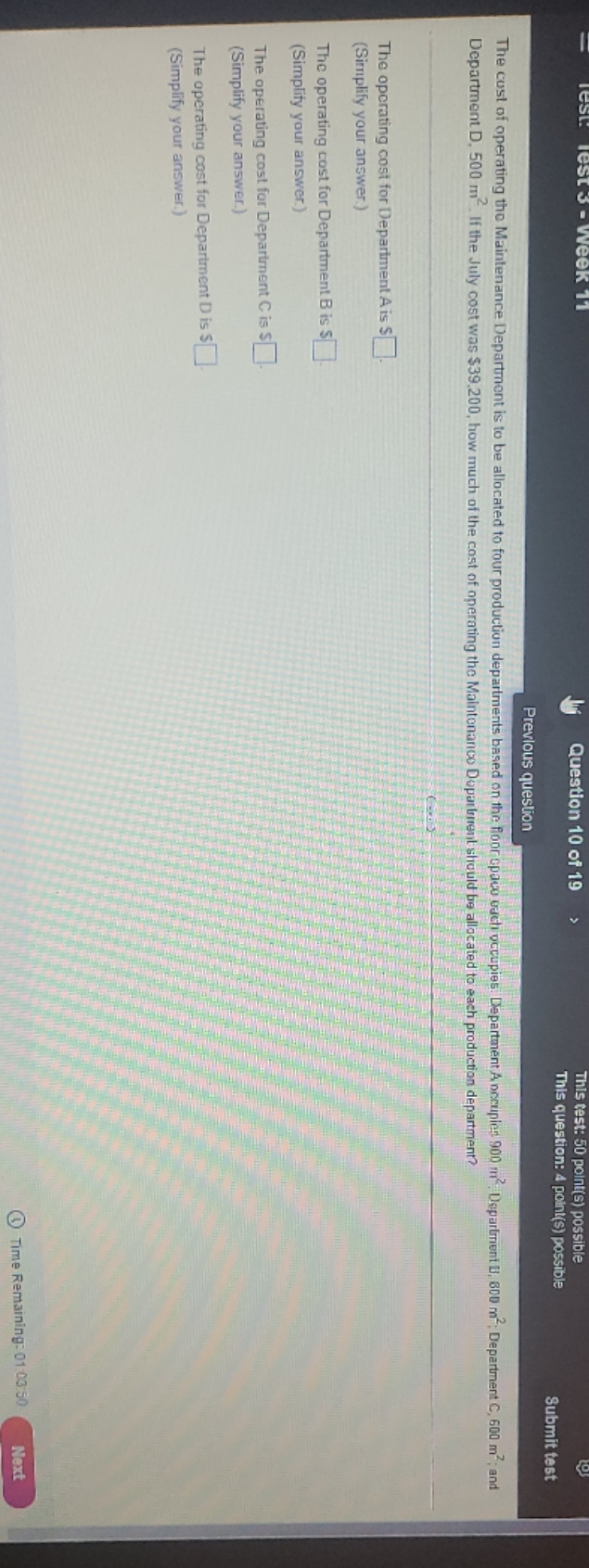 solve this Question 10 of 19 This test: 50