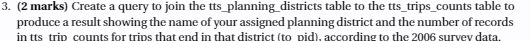 3. (2 marks) Create a query to join the