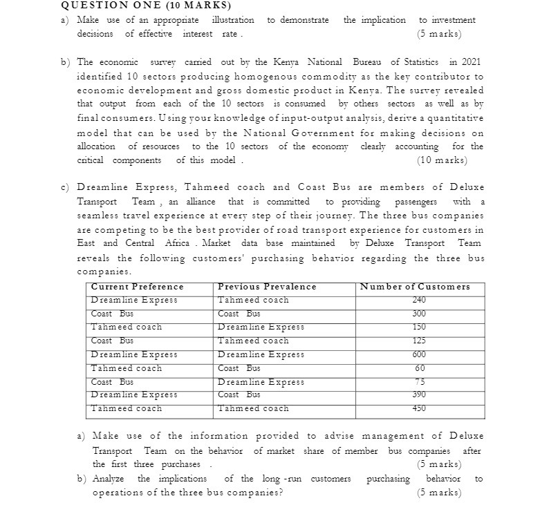 QUESTION ONE (10 MARKS) a) Make use of an