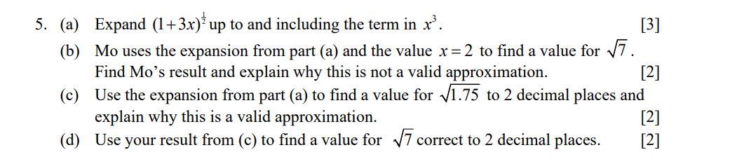 5. (a) Expand (1+3x) up to and including the term