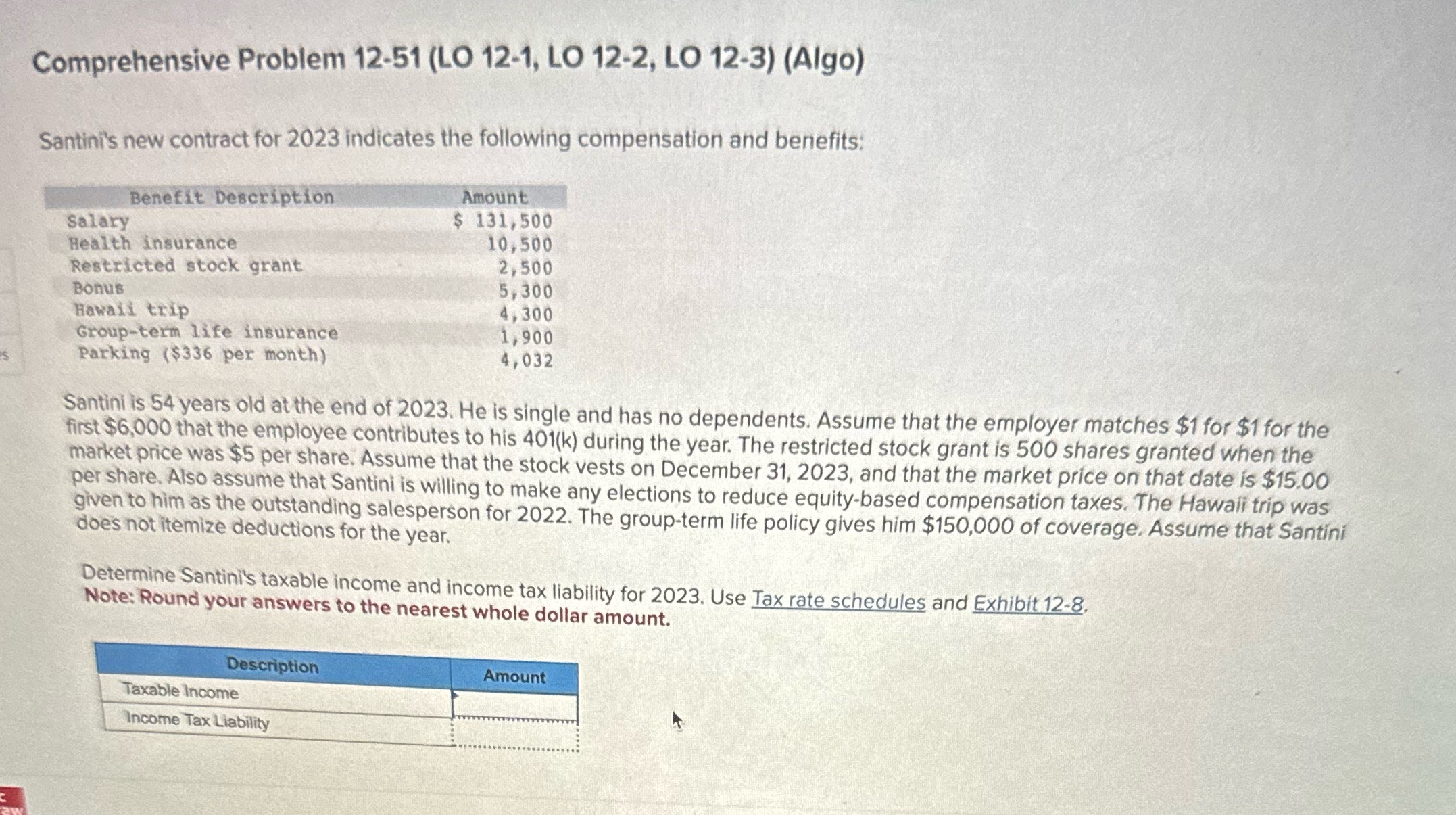 Comprehensive Problem 12-51 (LO 12-1, LO 12-2, LO