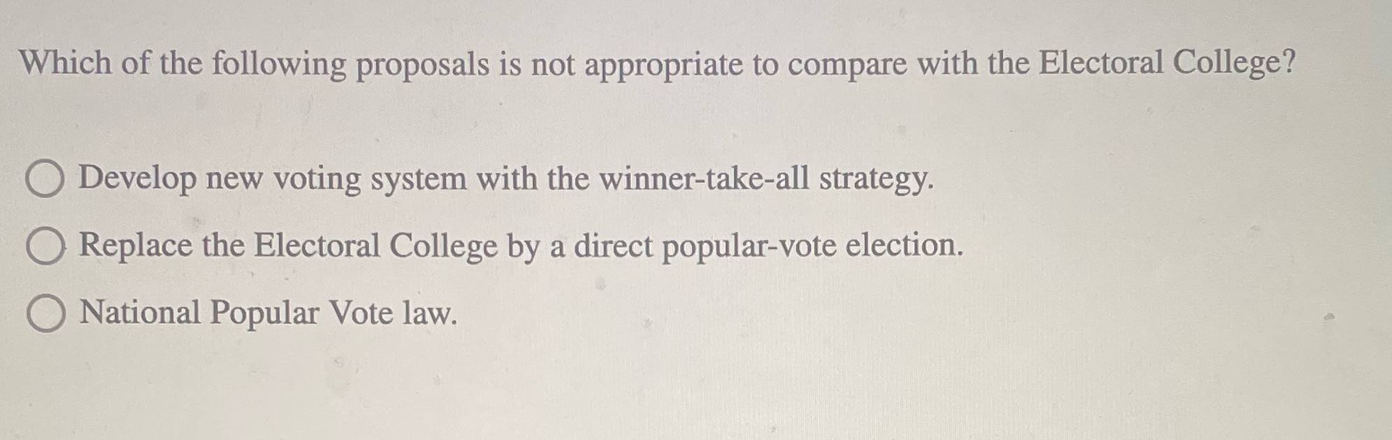 Which of the following proposals is not