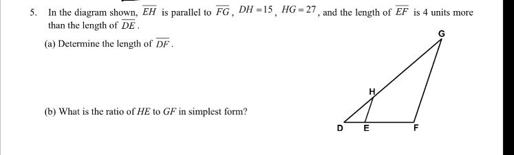 5. In the diagram shown, EH is parallel to FG, DH