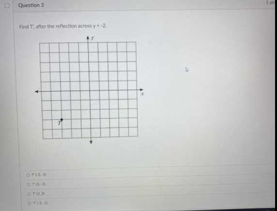 Question 1 pts Given point G ( -1, 2), which one