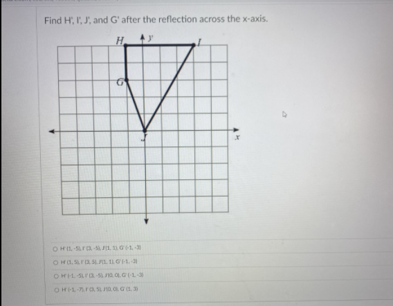 Question 1 pts Given point G ( -1, 2), which one