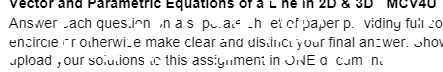 Vector and Parametric Equations of a L ne in 20 &