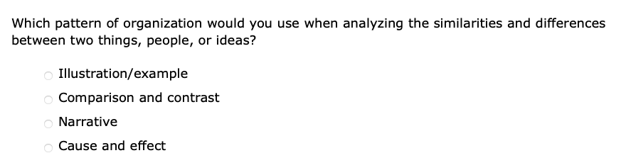 answer Which pattern of organization would you