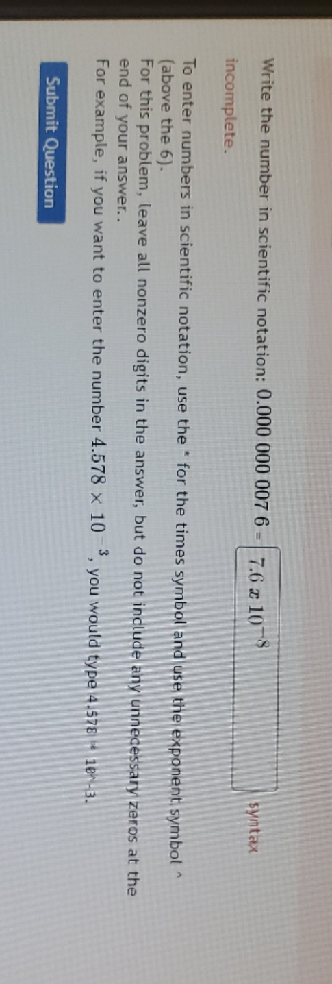homework week 6 Write the number in scientific