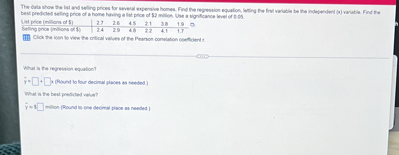 The data show the list and selling prices for