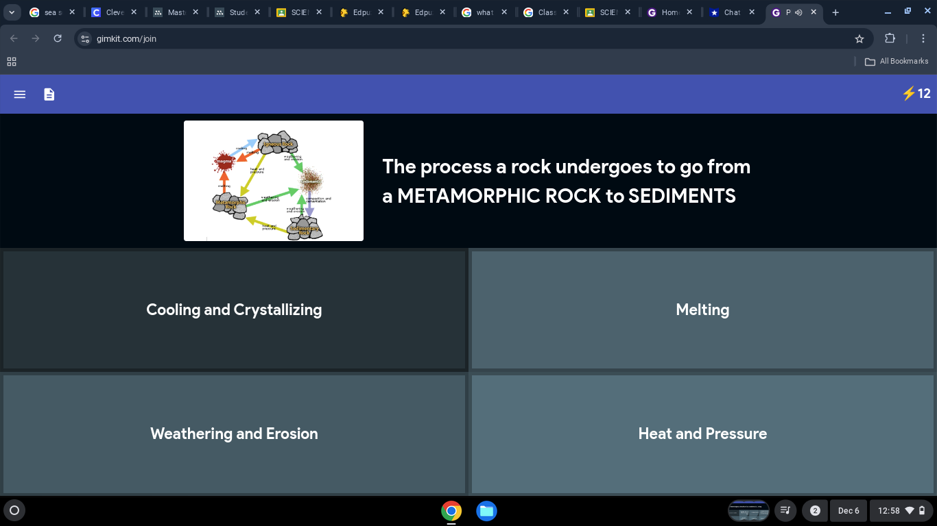 l The process a rock undergoes to go from a