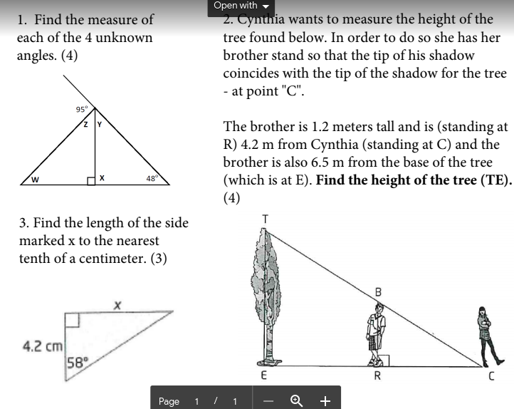 each of the 4 unknown tree found below. In order