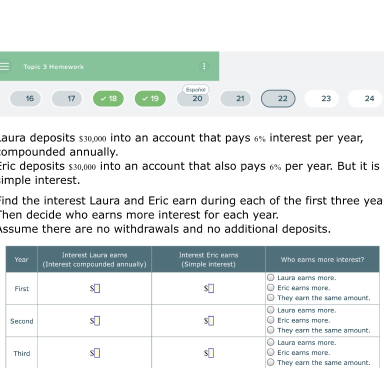 Topic 3 Homework Espanol 16 17 18 19 20 21 22 23