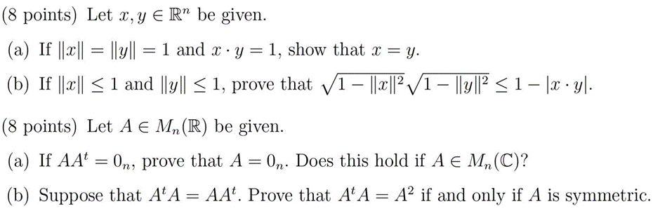 (8 points) Let 33,3; 6 R" be given. (a) If \"at\"