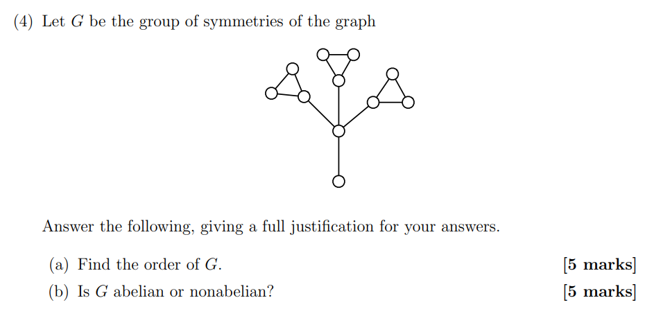 (4) Let G be the group of symmetries of the graph