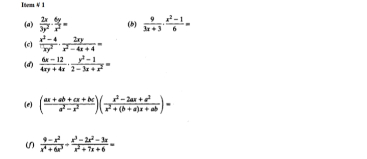 Simplify the following expressions into lowest