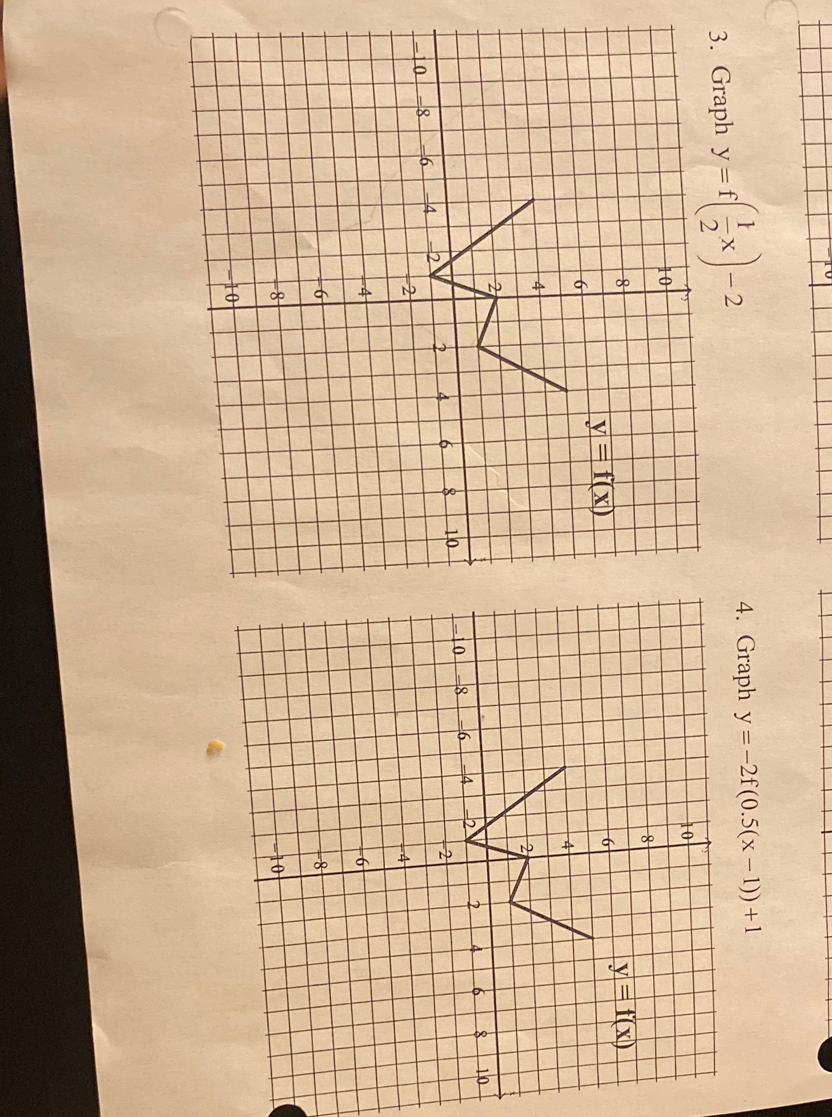 Given the following function, y=f(x), graph the