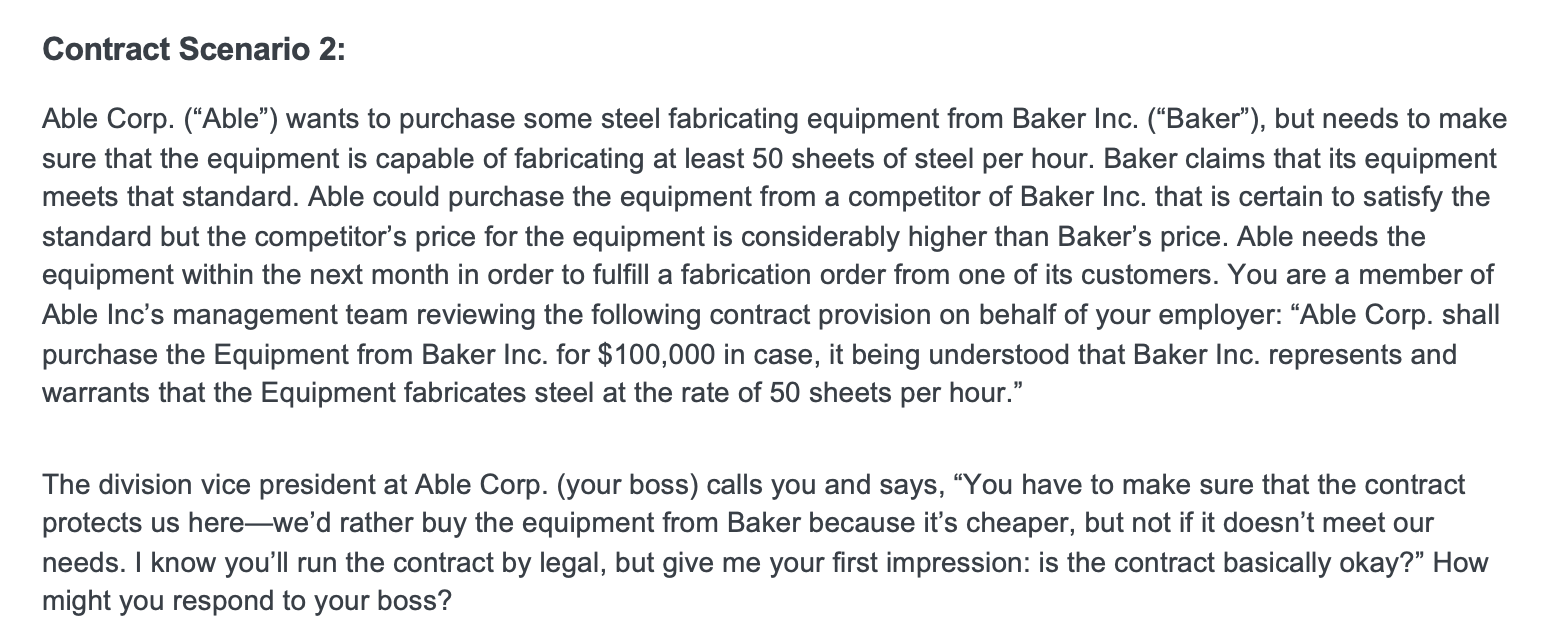 Contract Scenario 2: Able Corp. (\"Able") wants