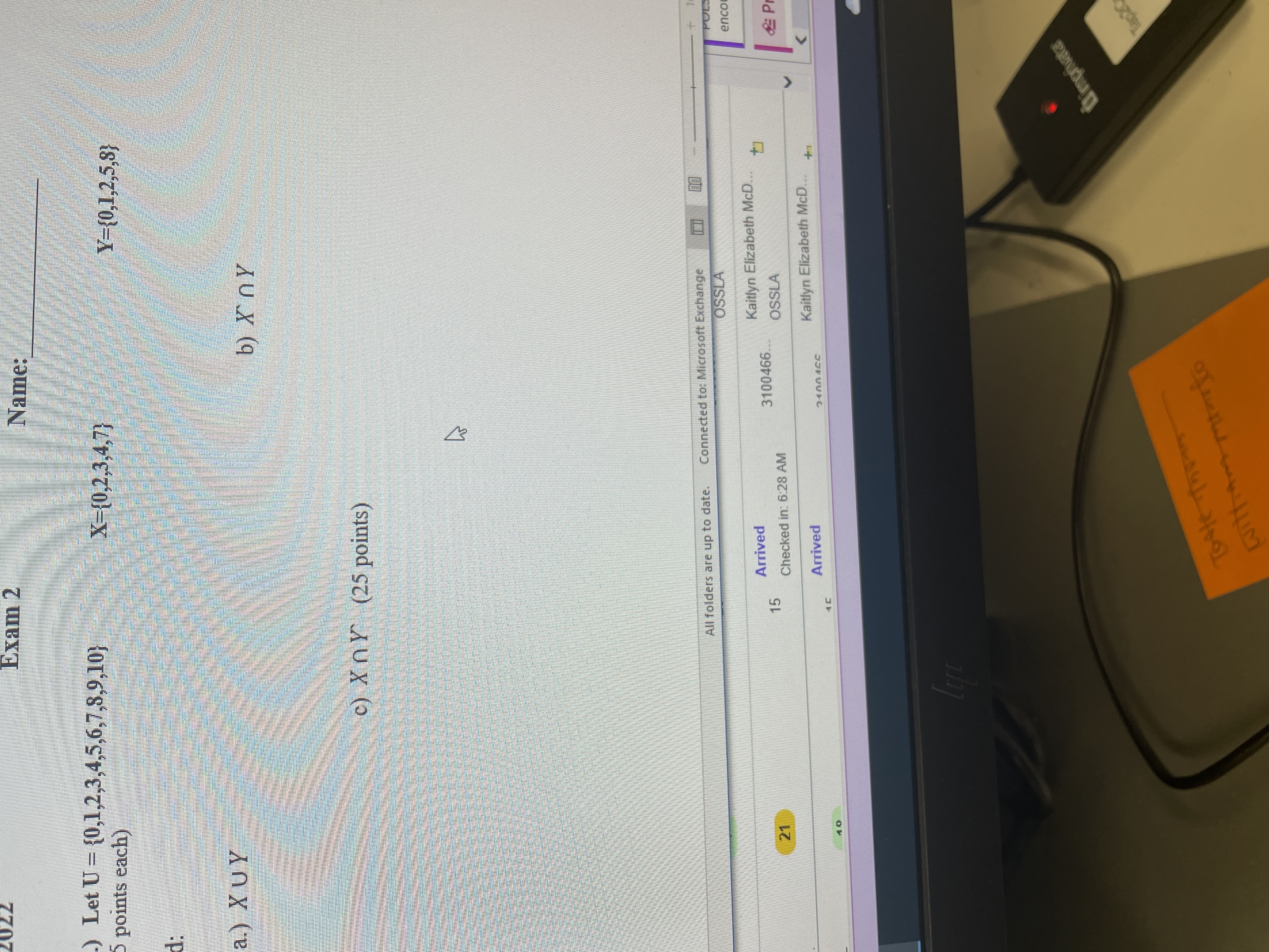 Exam 2 Name: Let U = {0,1,2,3,4,5,6,7,8,9,10}