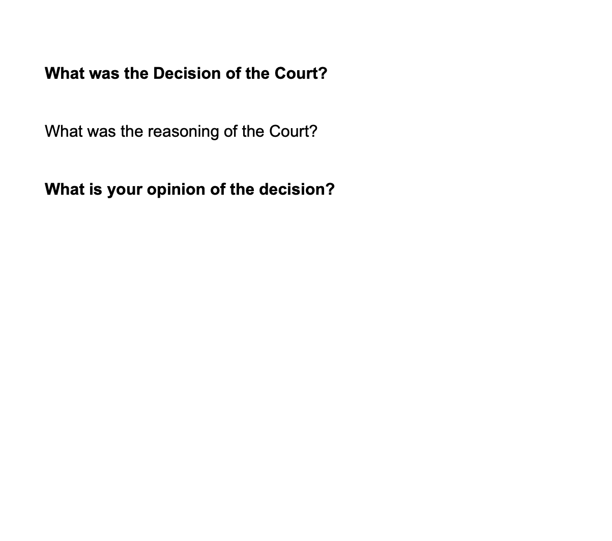 Need help briefing the following cases please. US