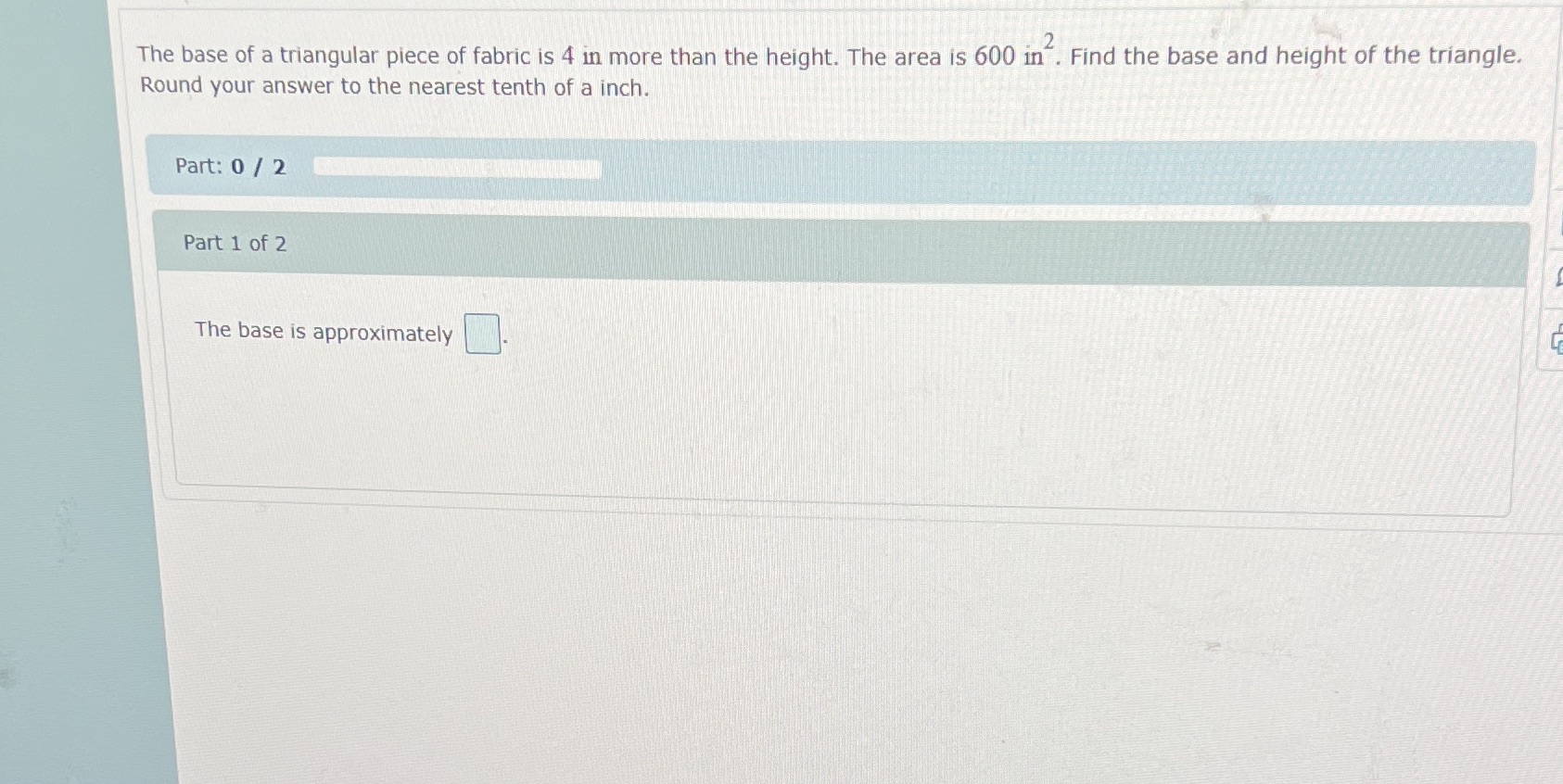 5 part 1 The base of a triangular piece of fabric