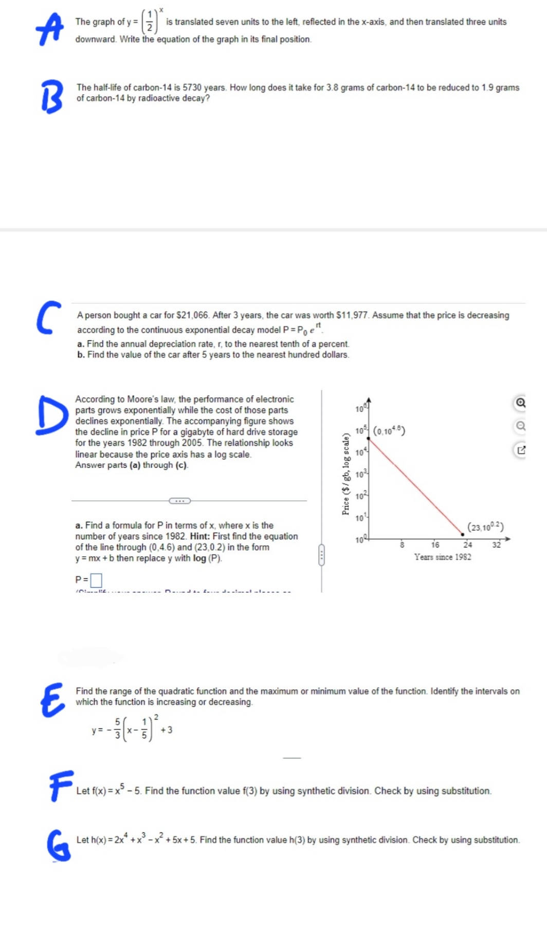 College Algebra A 2is translated seven units to