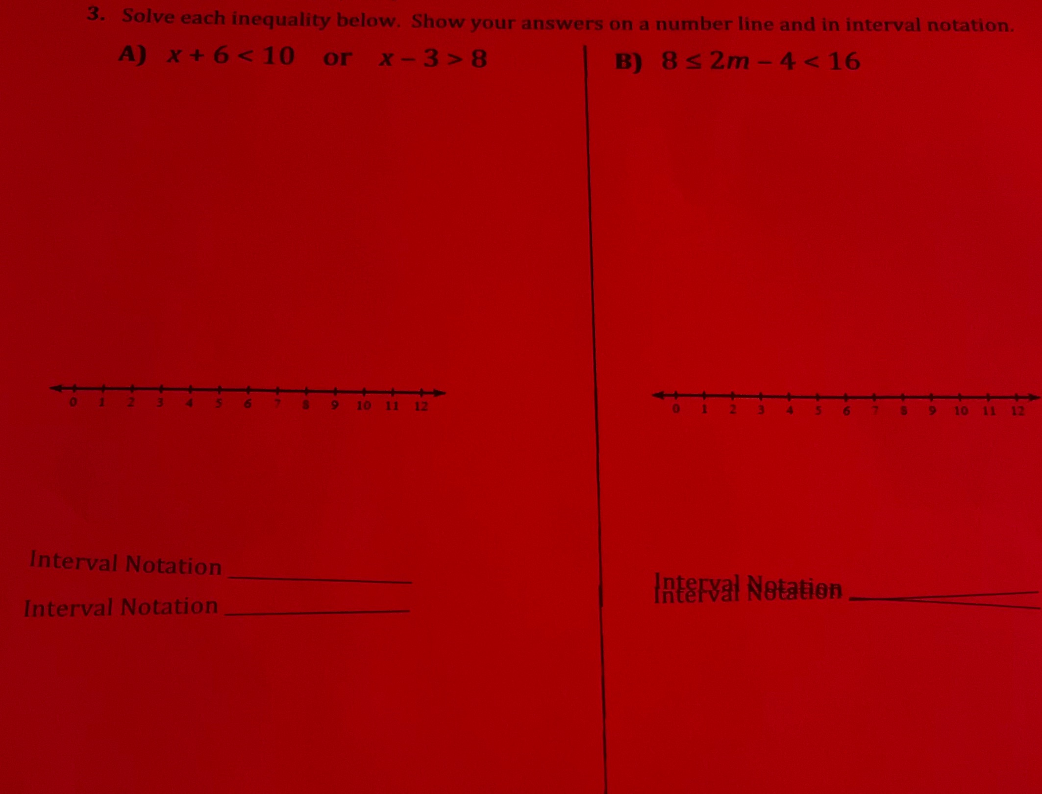 Solve. 3. Solve each inequality below. Show your